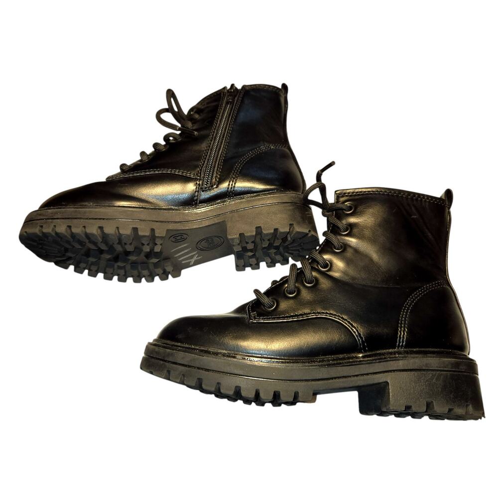 Wonder Nation 13 Black Boy's Combat Boots Shoes Child's Lace Up